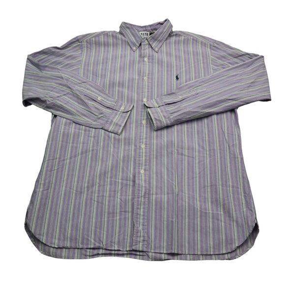 Polo Ralph Lauren Shirt Mens XL Extra Purple Green Long Sleeve Button Up - Picture 1 of 16